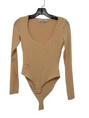 Michael Kors Collection Jersey Scoop-Neck Bodysuit in sz XS tan